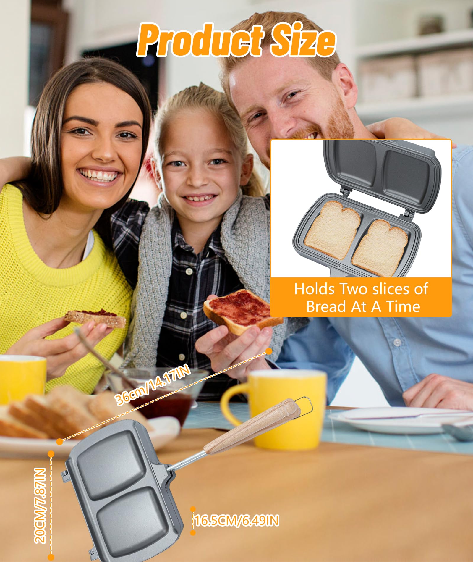 Sartén Antiadherente Con Mango Extraíble De Doble Cara Para Hornear Sándwiches, Tortillas, Frittatas, Tostadas Y Panqueques De Desayuno