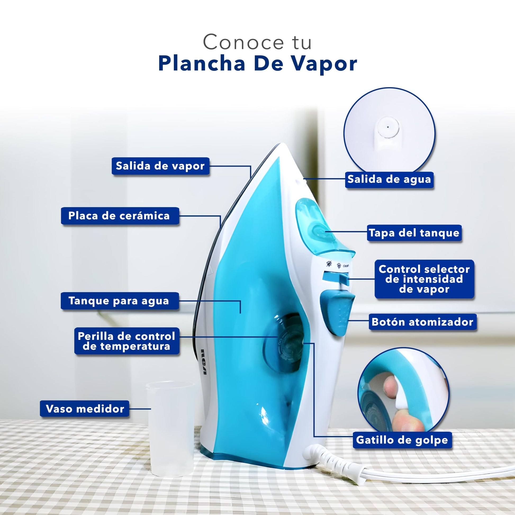 Plancha de Vapor RCA Gris Azul con Cerámica RC-513B