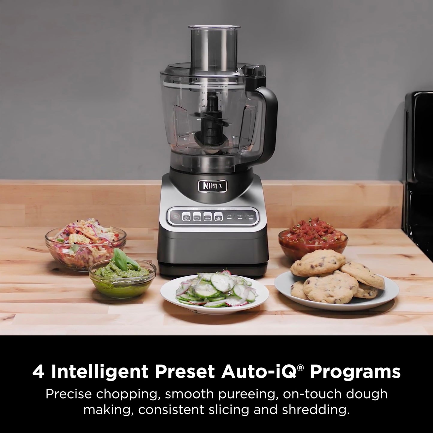 Procesador de Alimentos Ninja Professional Plus Acero Inoxidable con 4 Funciones y Tazón de 9 Tazas