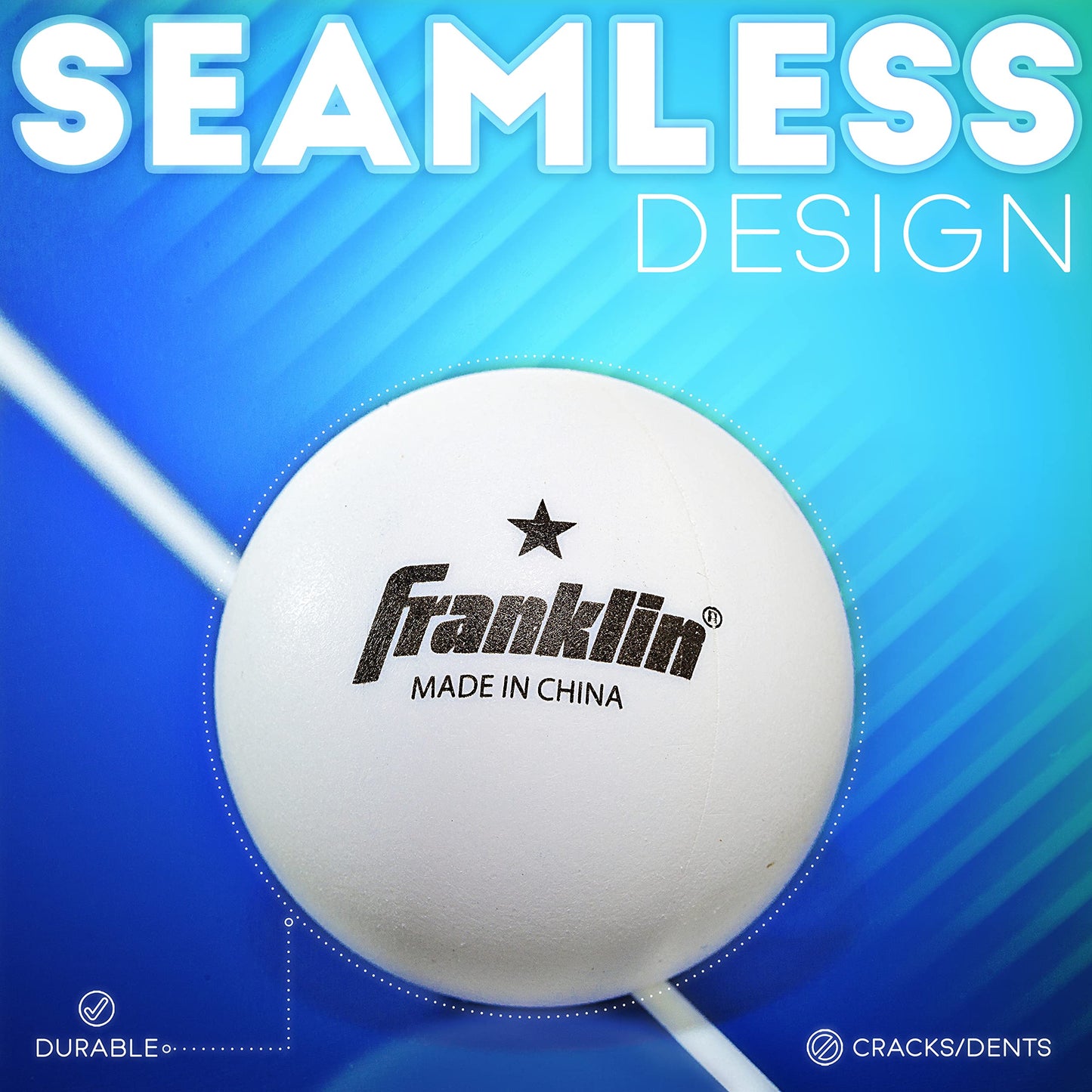 Franklin Sports Pelotas de Tenis de Mesa - Tamaño y Peso Oficial, 40mm, Una Estrella, Profesionales, Duraderas y de Alto Rendimiento - Blancas - Paquete de 12