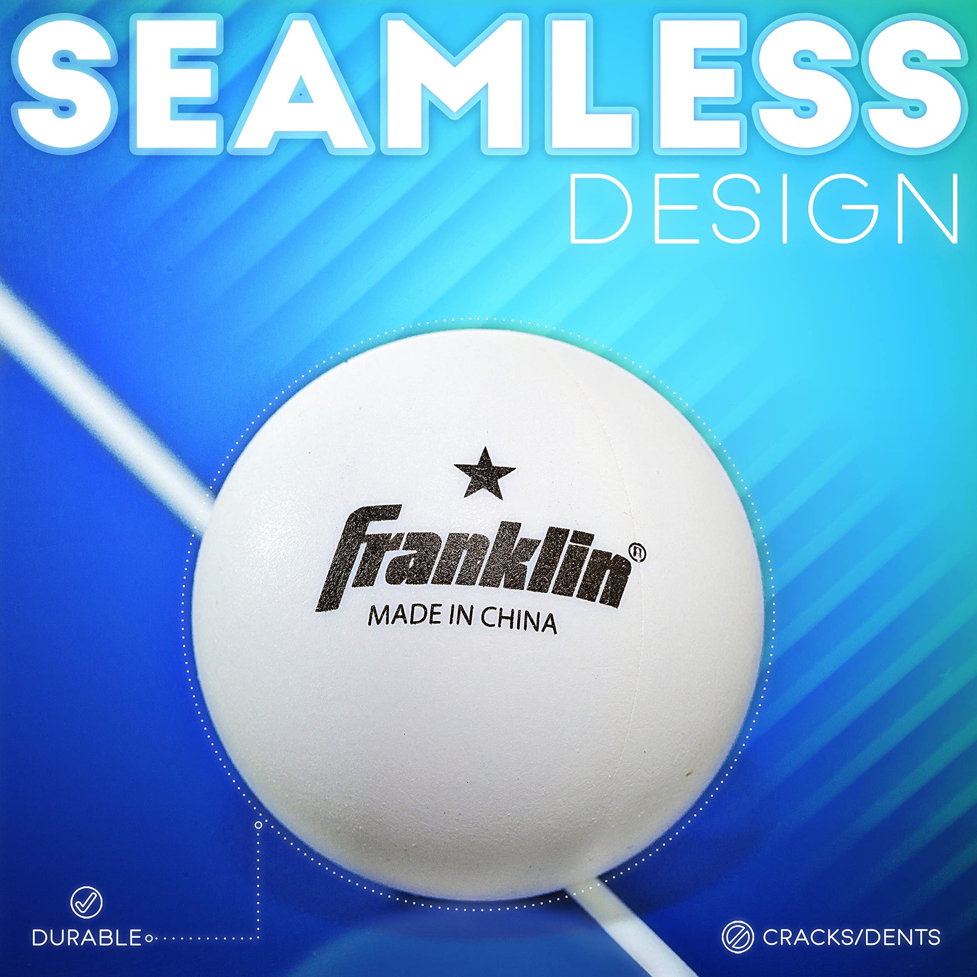 Franklin Sports Pelotas de Tenis de Mesa - Tamaño y Peso Oficial, 40mm, Una Estrella, Profesionales, Duraderas y de Alto Rendimiento - Blancas - Paquete de 12