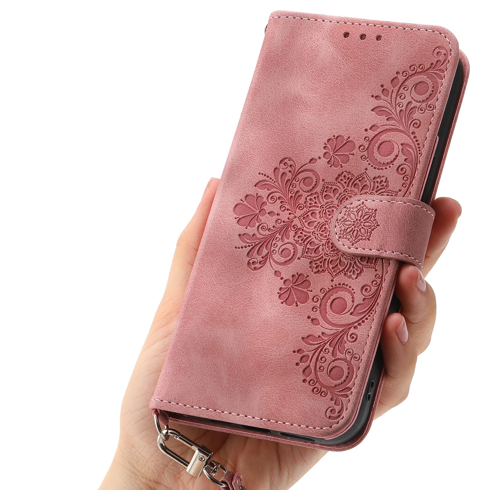 Auslbin Funda para Xiaomi Poco M5S 4G 6.43"/Poco M5S /Note 10/10S 4G Case Ranura de 5 Tarjetas con función de Soporte y cordón Cover Movil Protectora de Cuero PU Carcasa Rosa