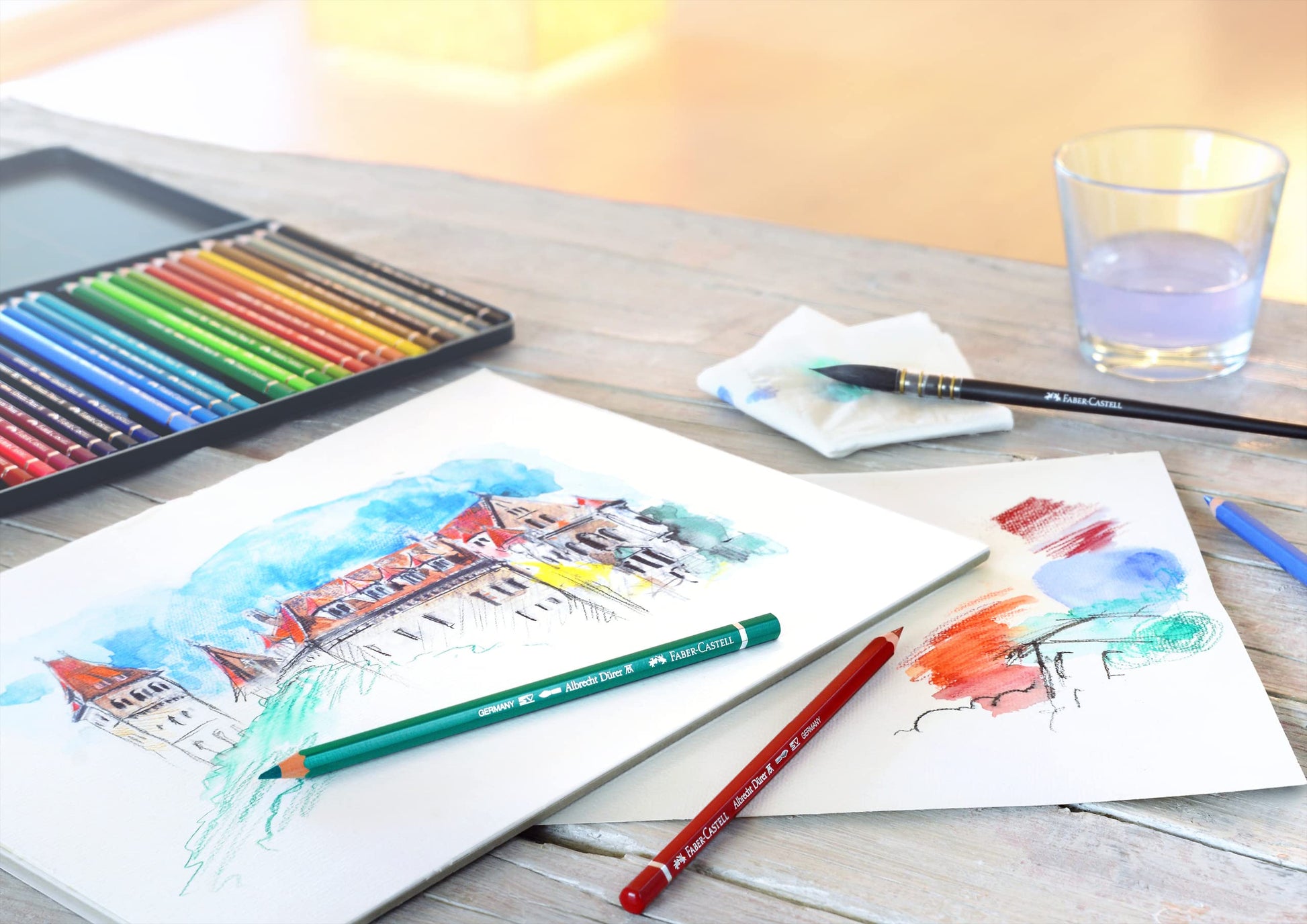 Faber-Castell Albrecht Dürer Colores Acuarelables Profesional con 60 Diferentes Colores, estos lápices acuarelables combinan la precisión del dibujo con la fluidez de la acuarela