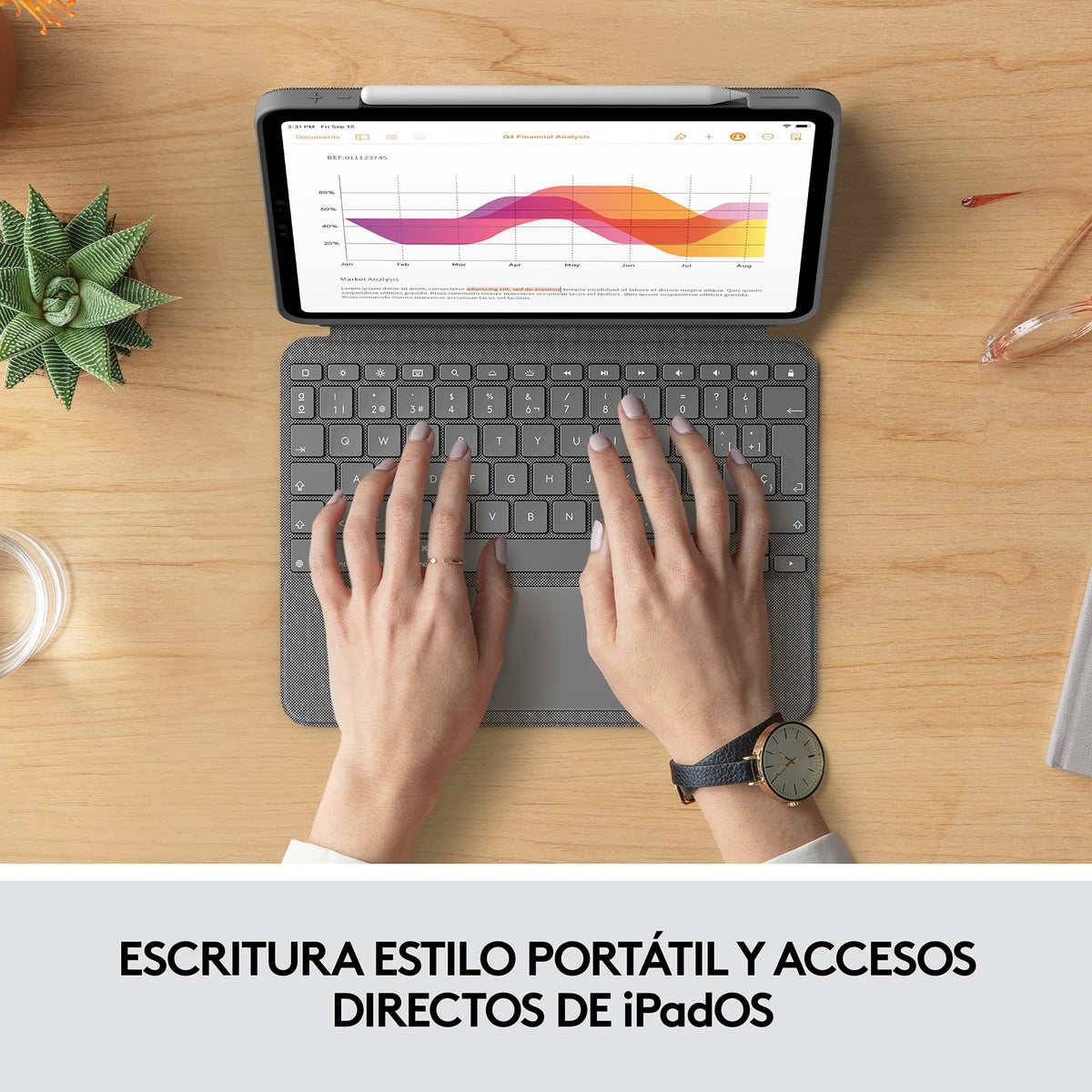 Funda con Teclado Retroiluminado Logitech Grafito Combo Touch iPad Air 4ta y 5ta Gen