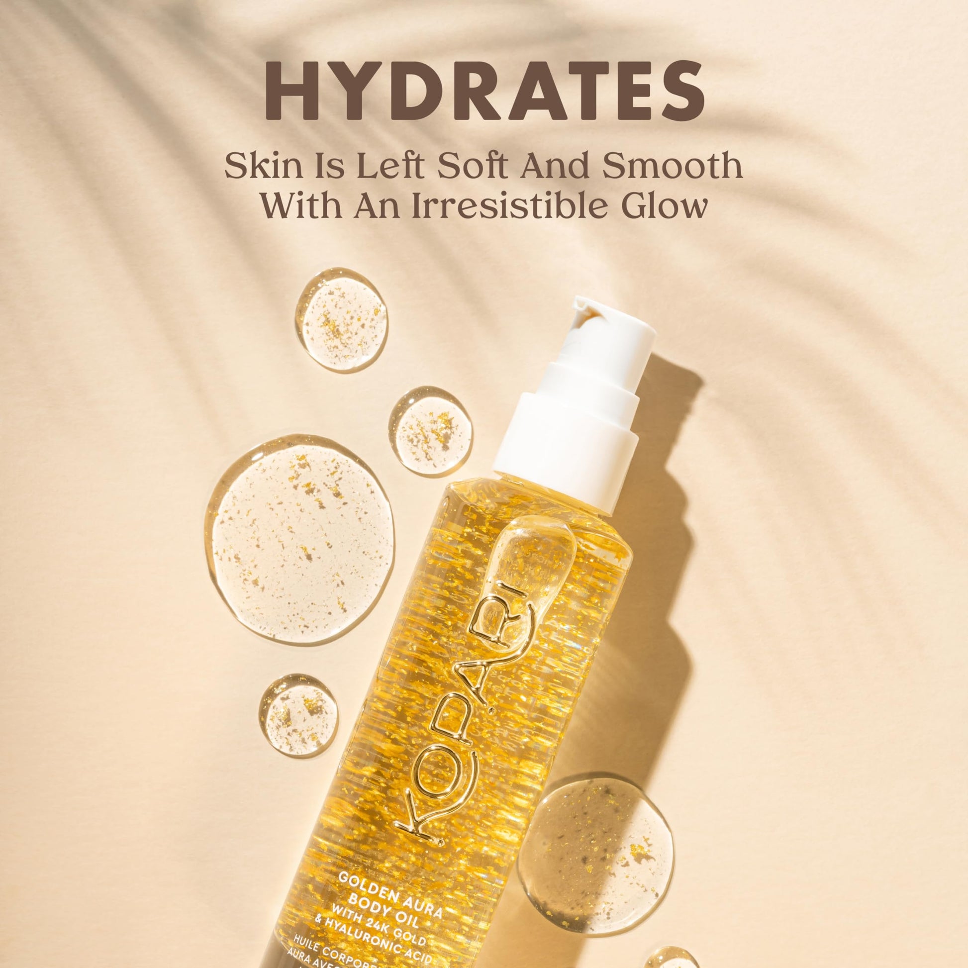 Kopari- Aceite corporal Golden Aura con oro de 24 quilates y ácido hialurónico: fórmula hidratante para una piel radiante, 3,3 oz