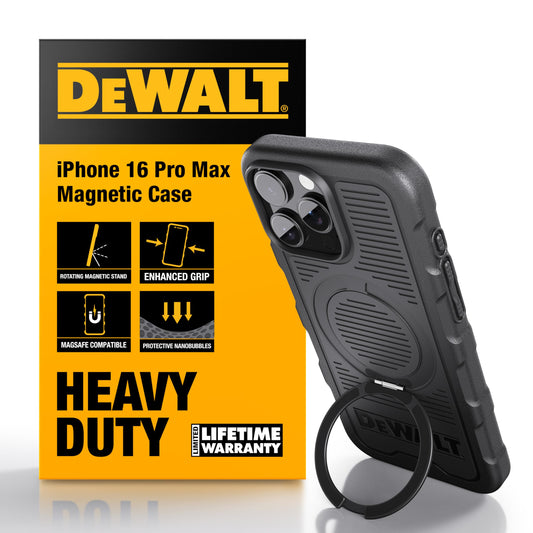 Anillo Magnético Giratorio DEWALT iPhone 16 Pro Max Resistente a Caídas para MagSafe