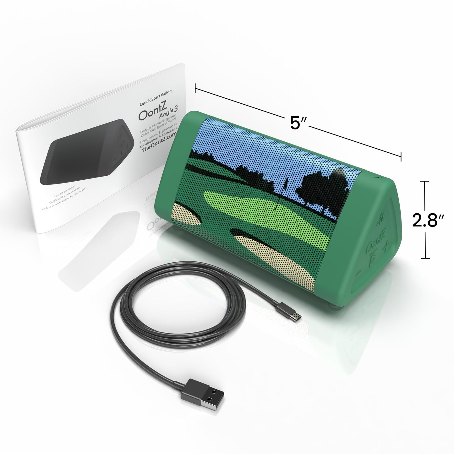 Oontz - Altavoz Bluetooth portátil de Golf con ángulo 3 Mejorado, Sonido de 5.0-10 W, batería de 14 Horas, Alcance inalámbrico de 100 pies, IPX5 Resistente al Agua, Altavoz pequeño económico para