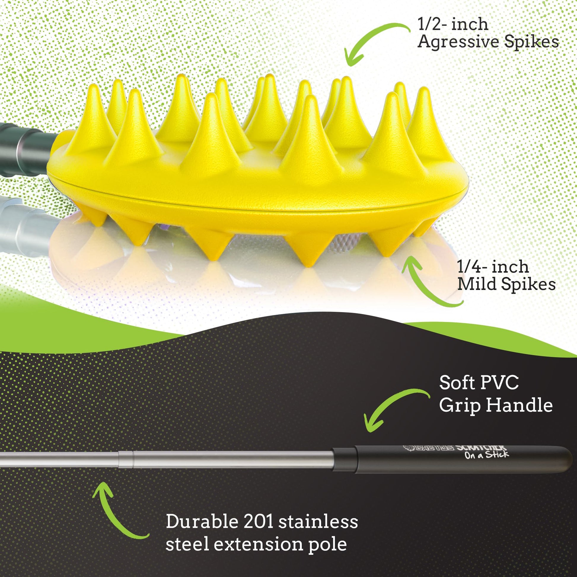 Cactus Scratcher Bolígrafo Rascador de Espalda Amarillo Stick