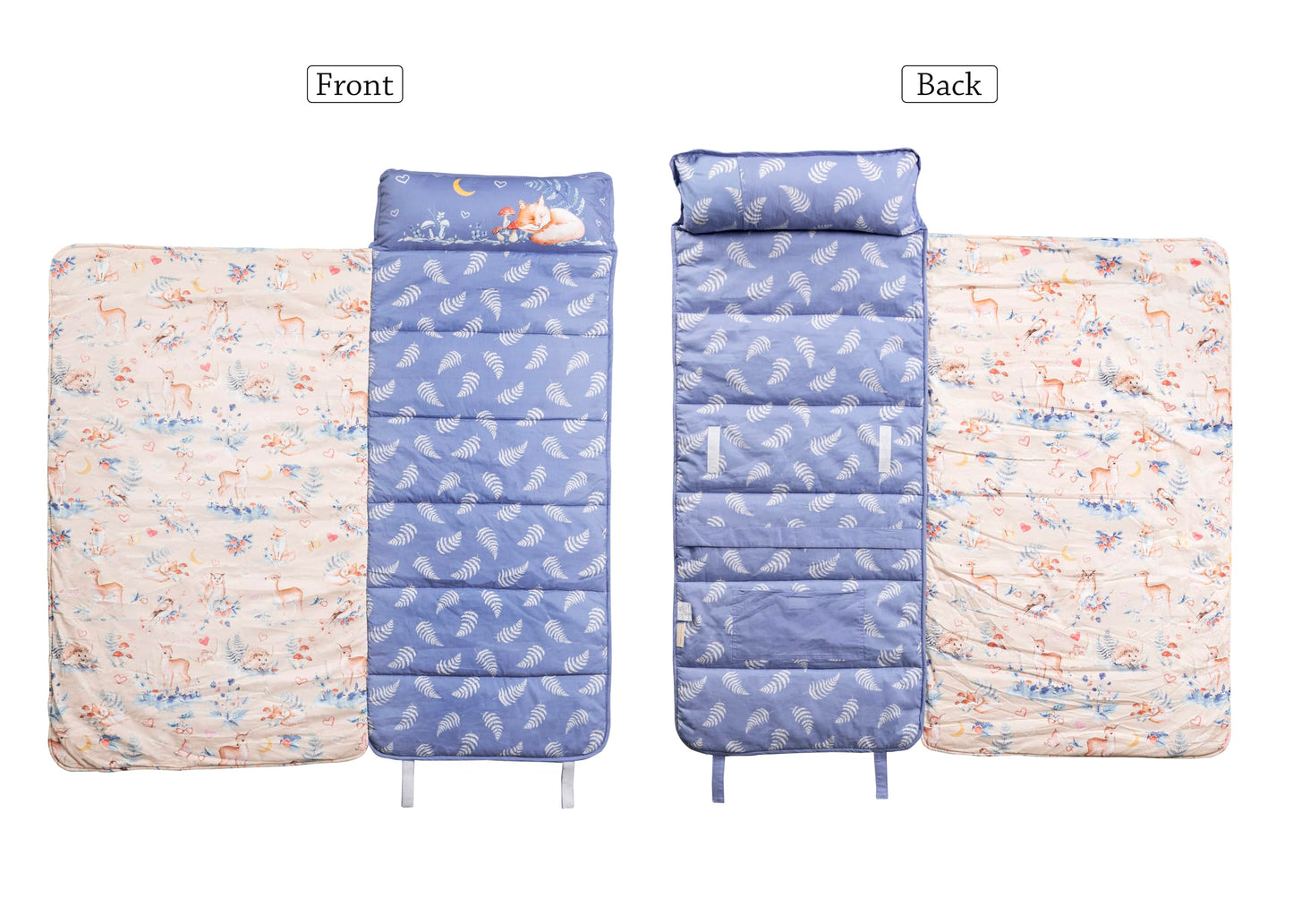 Maison d'Hermine Forest Friends - Tapete para siesta con almohada reutilizable y manta de 55 x 27 x 1.5 pulgadas, para niños y niñas, tapete para dormir preescolar con correas de transporte para el