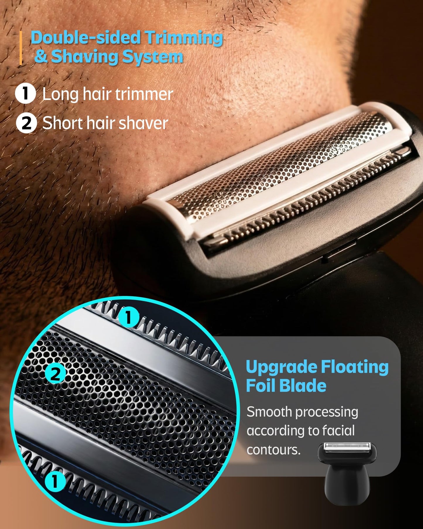 Voukad Recortadora Eléctrica De Precisión 40 Para Barba, Rostro, Bigote, Cuerpo Y Orejas. Kit De Aseo Impermeable Para Hombre.