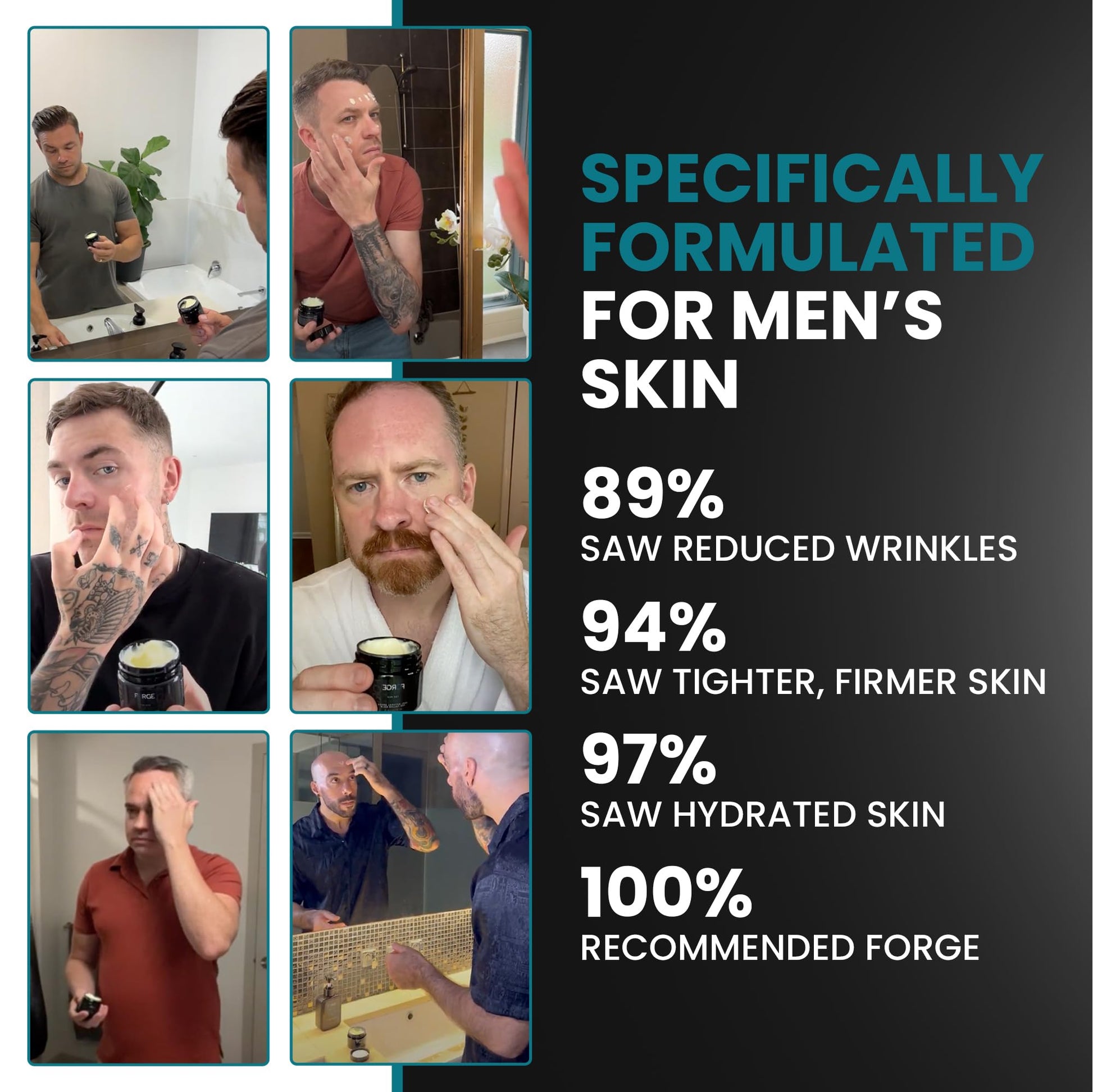 Bálsamo de sebo antiarrugas Forge Men's - 1,77 oz | Crema facial antienvejecimiento - Hidratante facial para arrugas, ojeras y líneas finas | Crema hidratante de día y de noche para hombres