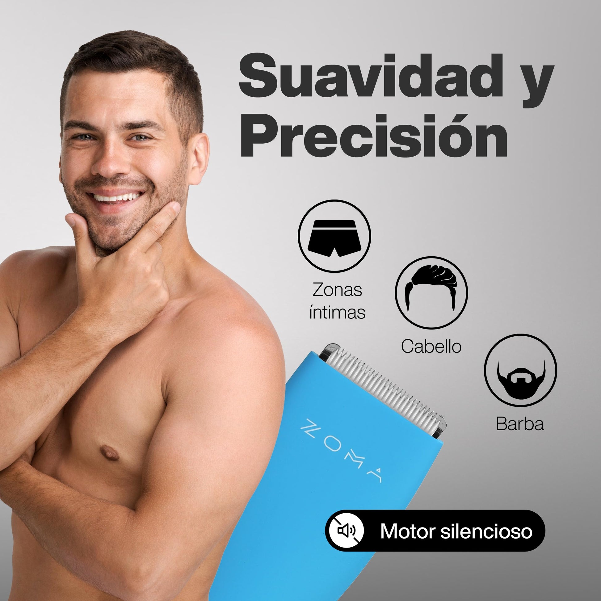 ZOMA | Rasuradoras para Hombre - Azul | Maquina para Cortar Cabello, Corporal y Zonas Íntimas | Rasuradora Electrica Hombre | Afeitadora electrica Hombre con Cuchillas de Cerámica Anti Corte