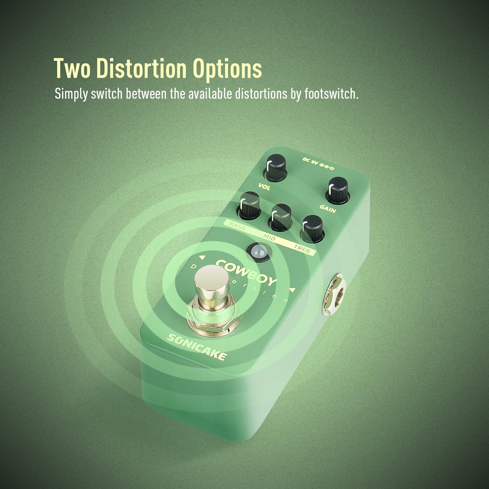 Pedal de Guitarra Distorsión SONICAKE Distorsión de Vaquero Mini de Alta Ganancia