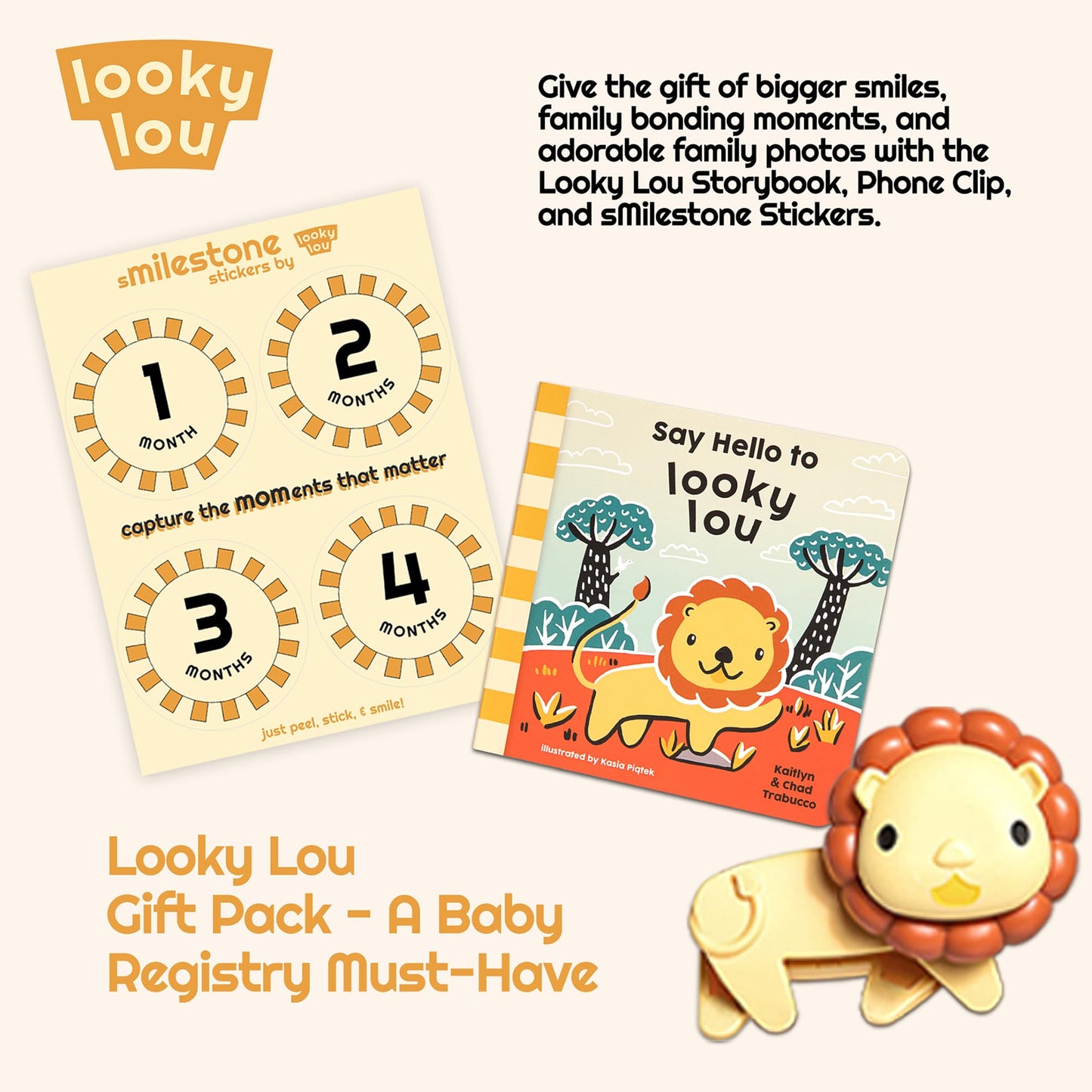 Looky Lou Bundle - Juego de clip para teléfono y libro de cuentos para fotografía de recién nacidos, hitos mensuales, accesorios para sesión de fotos de bebés de Halloween y otoño, para mamá, padre