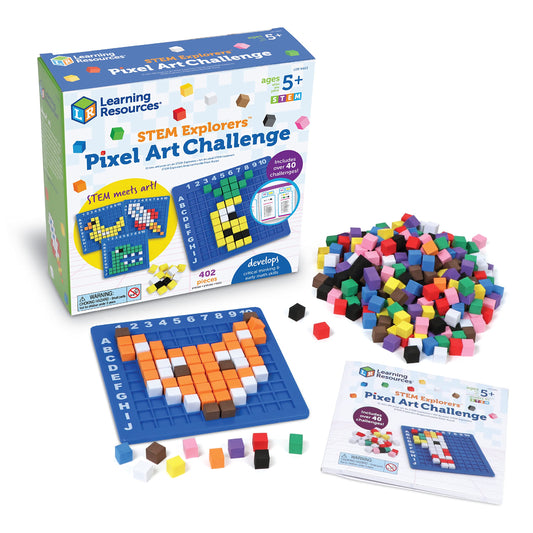 Learning Resources Stem Explorers Pixel Art Challenge, 402 Piezas, Mayores de 5 años, Juguetes Stem para Niños, Codificación Básica para Niños, Actividades Stem para el Salón de Clases
