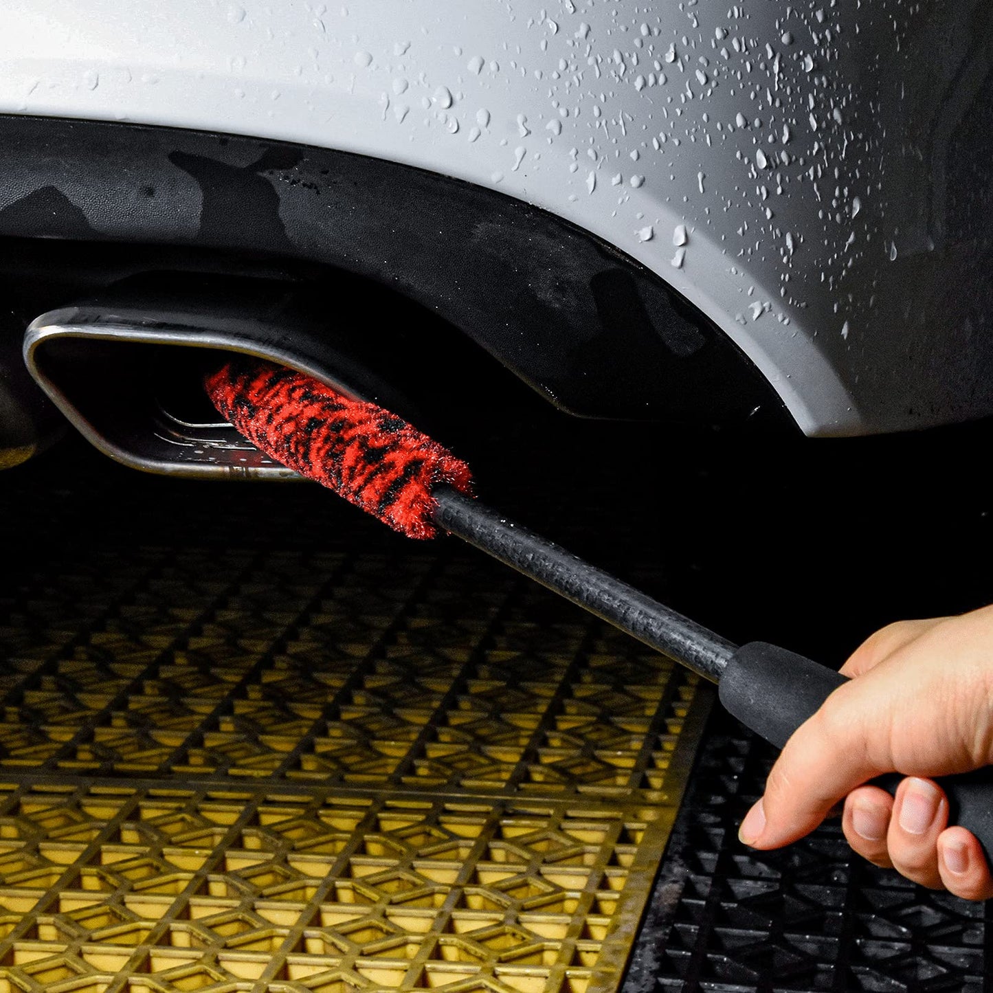bzczh - Juego de 3 cepillos suaves para ruedas de limpieza, 1 cepillo para polvo sintético suave para llantas de coche, 1 cepillo para polvo de limpieza de mango largo y 1 cepillo para polvo de detalles de coche, rueda sucia limpia..