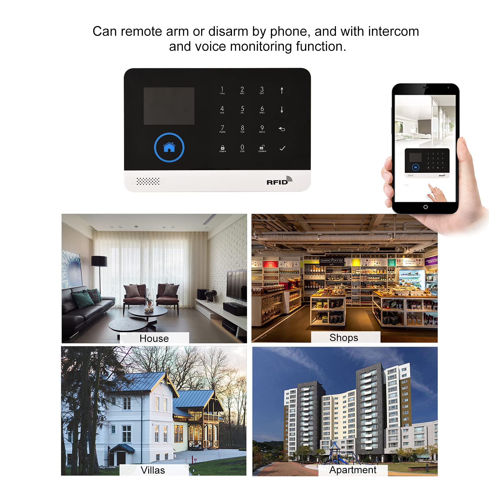 Kit de Alarma de Seguridad Wifi SAANTE Blanco con Pantalla LCD de 2.4 Pulgadas para el Hogar