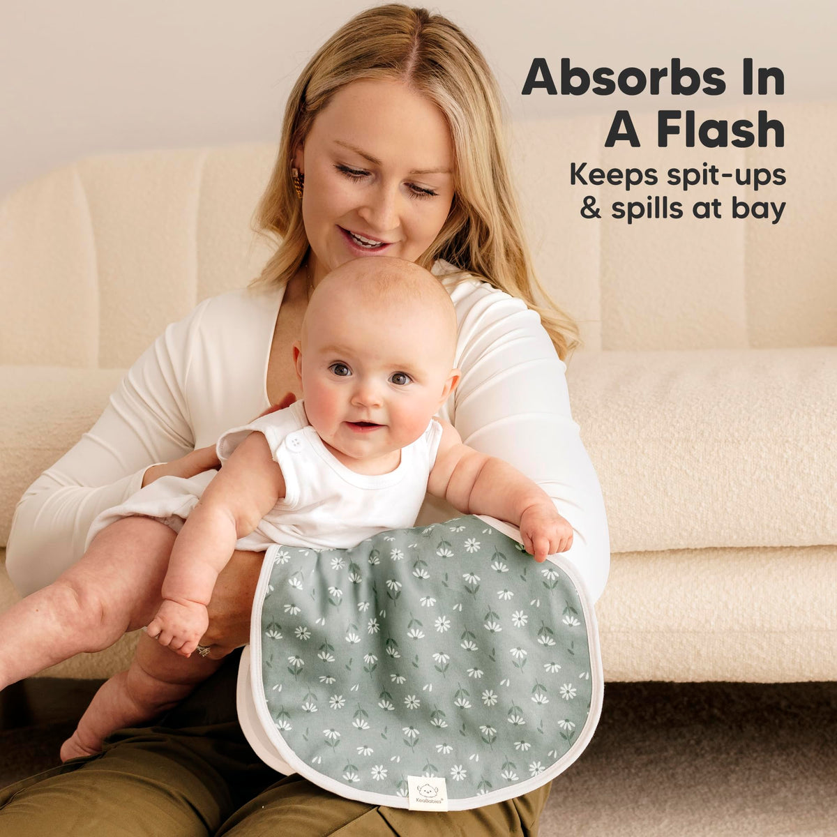 KeaBabies Juego de 4 paños para eructos de bebé, para niña y niño - Paño para eructos de algodón orgánico, extra grande, absorbente, paños para eructos suaves y baberos para bebés, paños para eructos