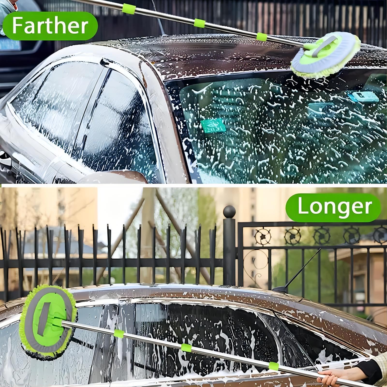 Cepillo Automotriz Willingheart Azul con Mango Telescópico 2 en 1 y Rotación 180° Para Lavado Sin Arañazos