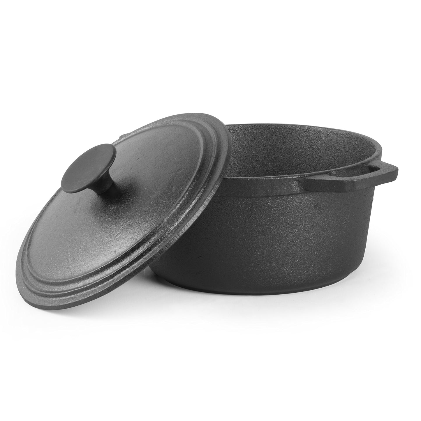 Cast Iron 3.4 Quart Cuisine Dutch Oven Set with Dome Lid & Handles for Outdoor & Indoor Cooking by Commercial Chef