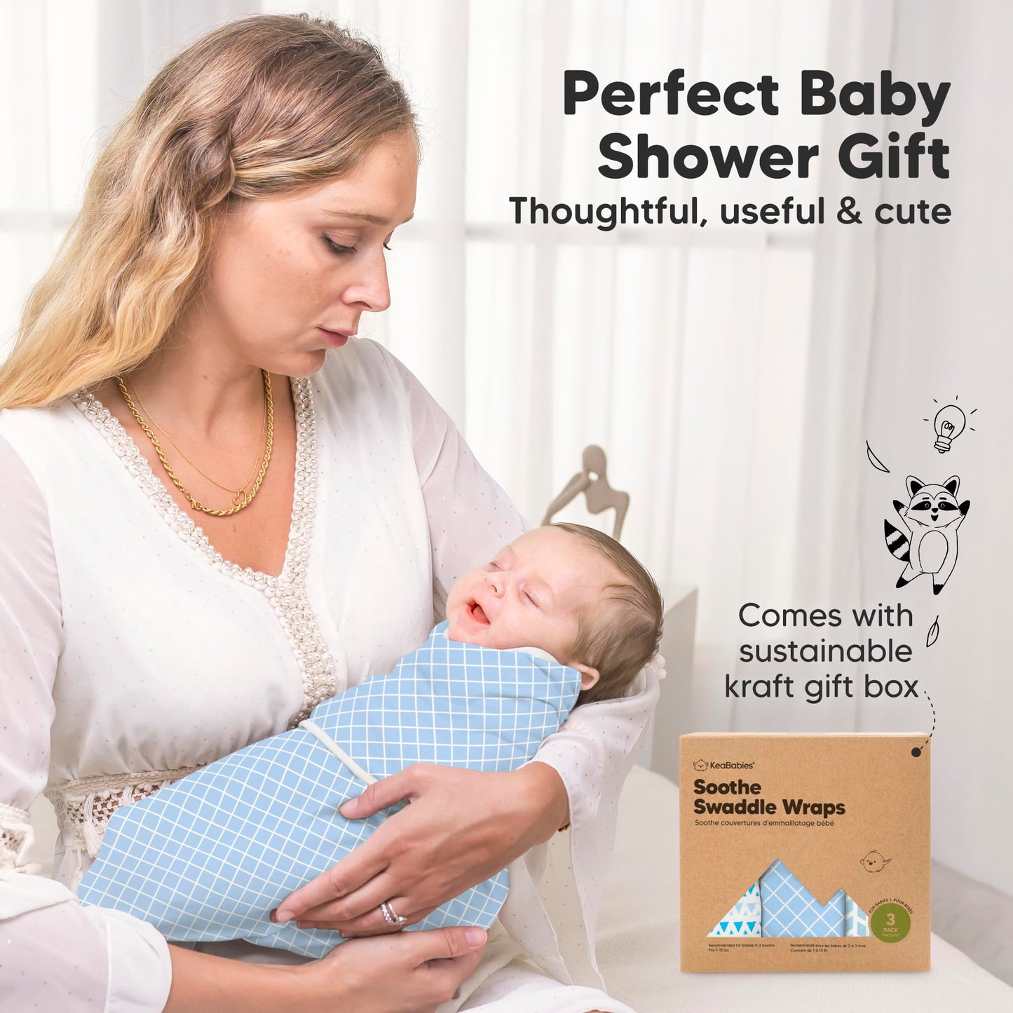 Paquete de 3 Sacos de Dormir orgánicos para bebés – Pañales para recién Nacidos, bebés de 0 a 3 Meses, bebés, niños, Saco de Dormir Suave y cómodo, Mantas para bebés recién Nacidos, fáciles de Usar