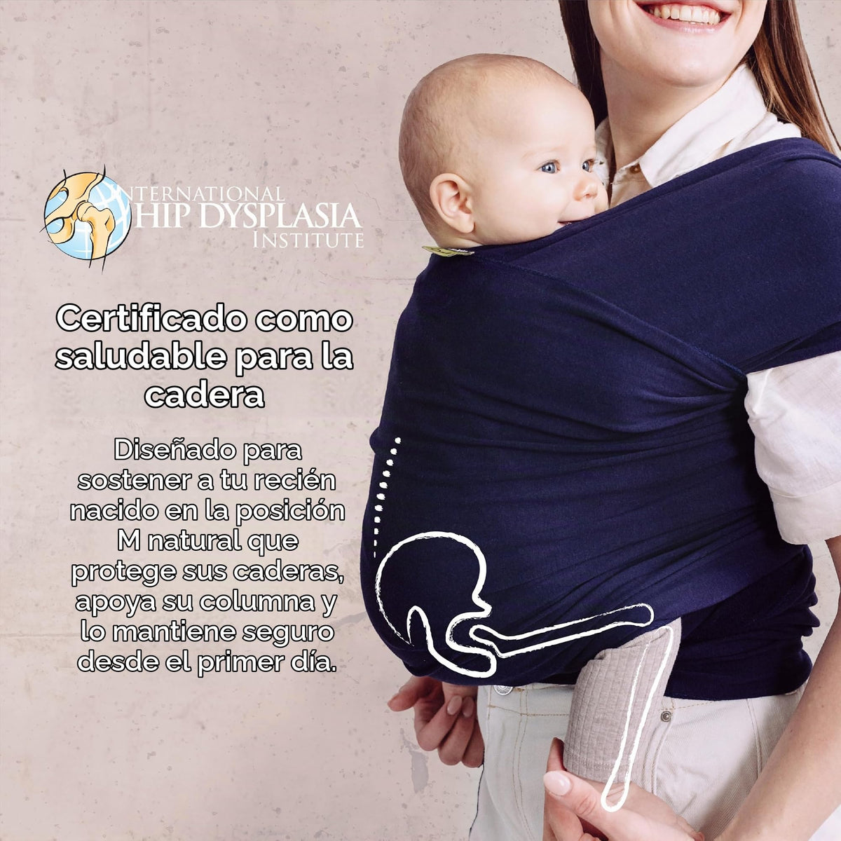 Boba Fular Elástico Portabebé Boba Wrap, para Bebés Recién Nacidos y Niños Hasta 16 Kg (Navy Blue)