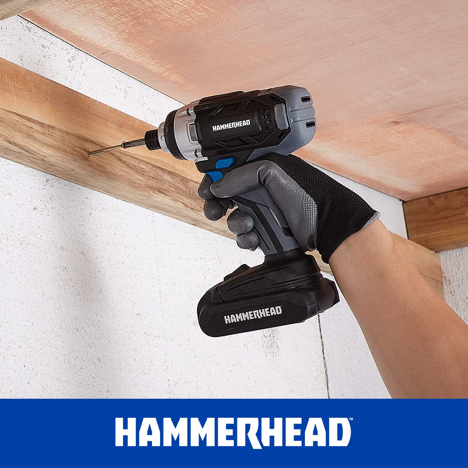Hammerhead - Kit de 2 herramientas inalámbricas de 20 V Taladro y destornillador de impacto con batería de 1.5 Ah y cargador - HCC2020