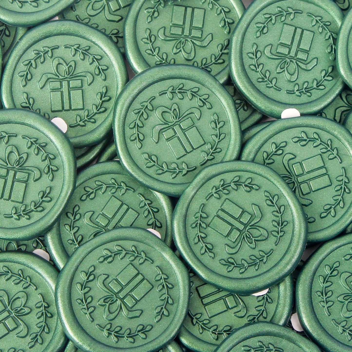 JAGERGREEN - Juego de pegatinas de cera con varios patrones de sellos, calcomanía verde para invitaciones de boda, personalizable, sellador de sobres, regalo de Navidad (regalo, 60 piezas)