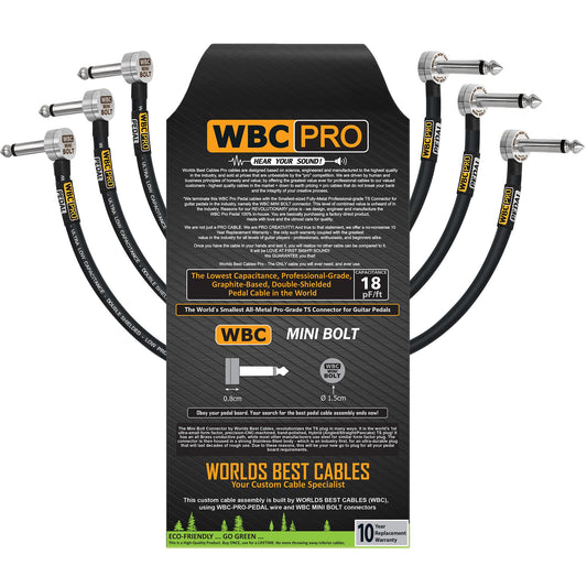 Cable de Pedal WBC-PRO-PEDAL Negro Doble Blindaje Profesional 22 AWG para Instrumentos y Efectos