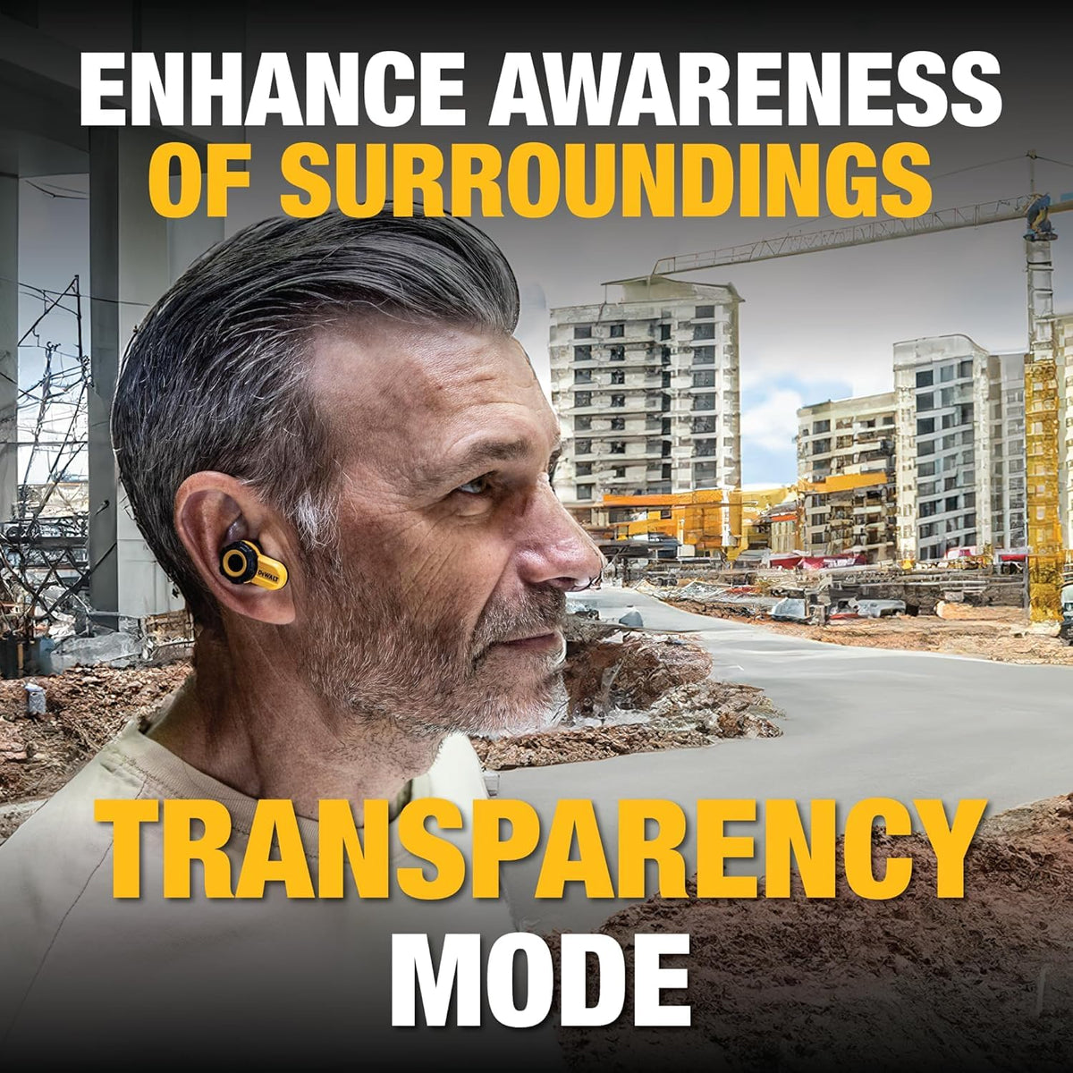 Auriculares Inalámbricos Bluetooth DEWALT Negro con Reducción de Ruido Jobsite Pro X2 ANC True