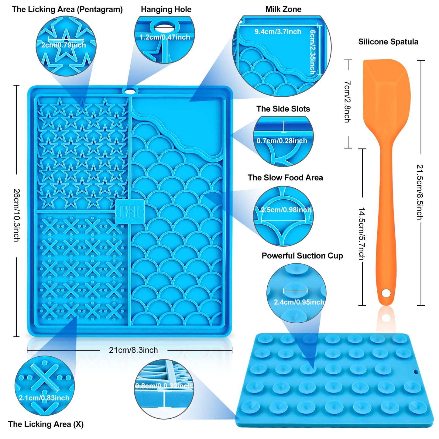 CIICII Licking Mat para Perro & Gatos, Grande Tapete para Perro Comida con Ventosa, Almohadilla para Lamer Perro Croquetas para Perro para Bañarse, Arreglarse, Entrenar y Cuidado de Las Garras (Azul)