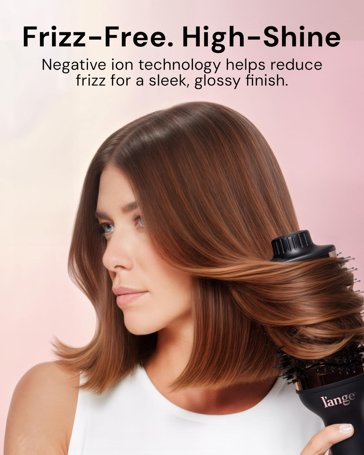 Cepillo Secador de Titanio L'ANGE HAIR Negro 2 en 1 para Cabello Suave y sin Frizz