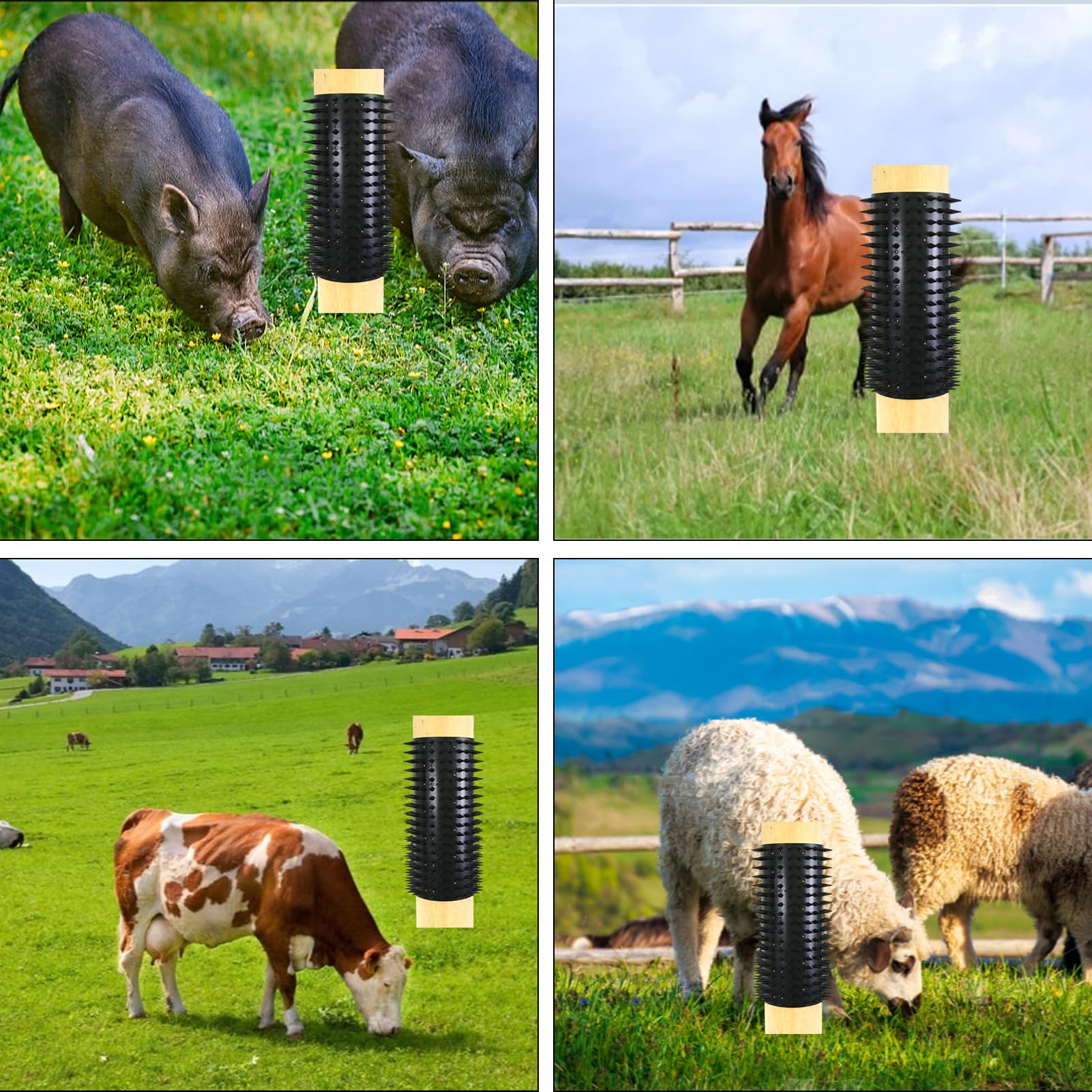 Poste Rascador Equino Almohadilla Negro con 40 Tornillos para Alivio de Cosquillas de Animales