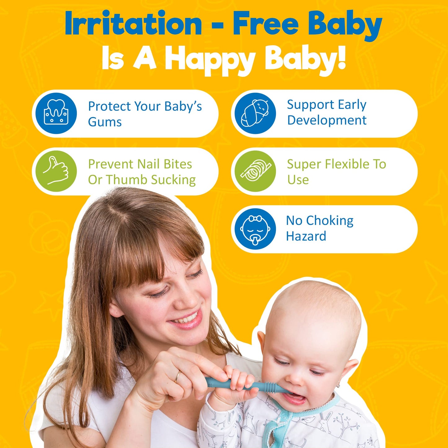 BABYSKIT Tubos de Dentición Flexibles para Bebés - Sorbetes Fáciles de Sostener y Limpiar, Bastón de Silicona Seguro para Bebés de 0-6 Meses
