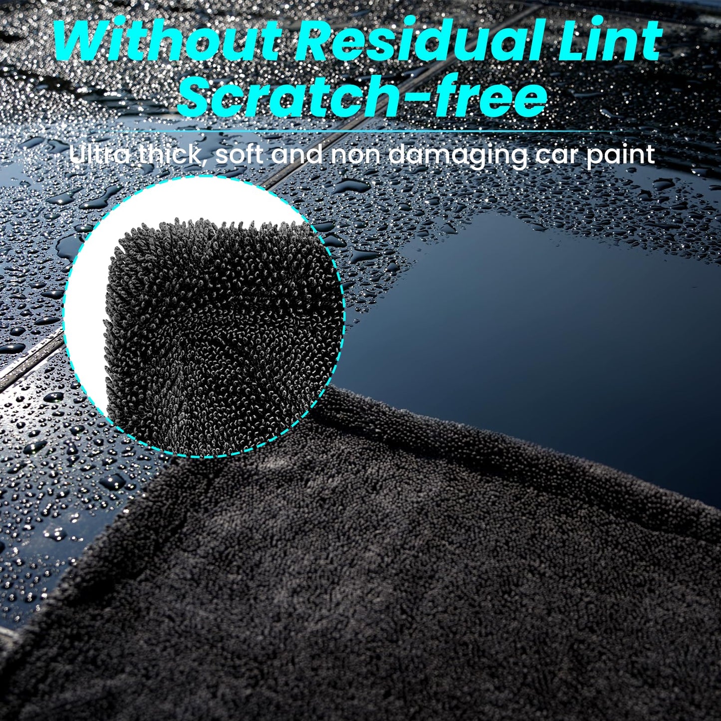 Toallas de Microfibra Mysticline Azul, Ultra Absorbentes sin Pelusa Residual para Coches