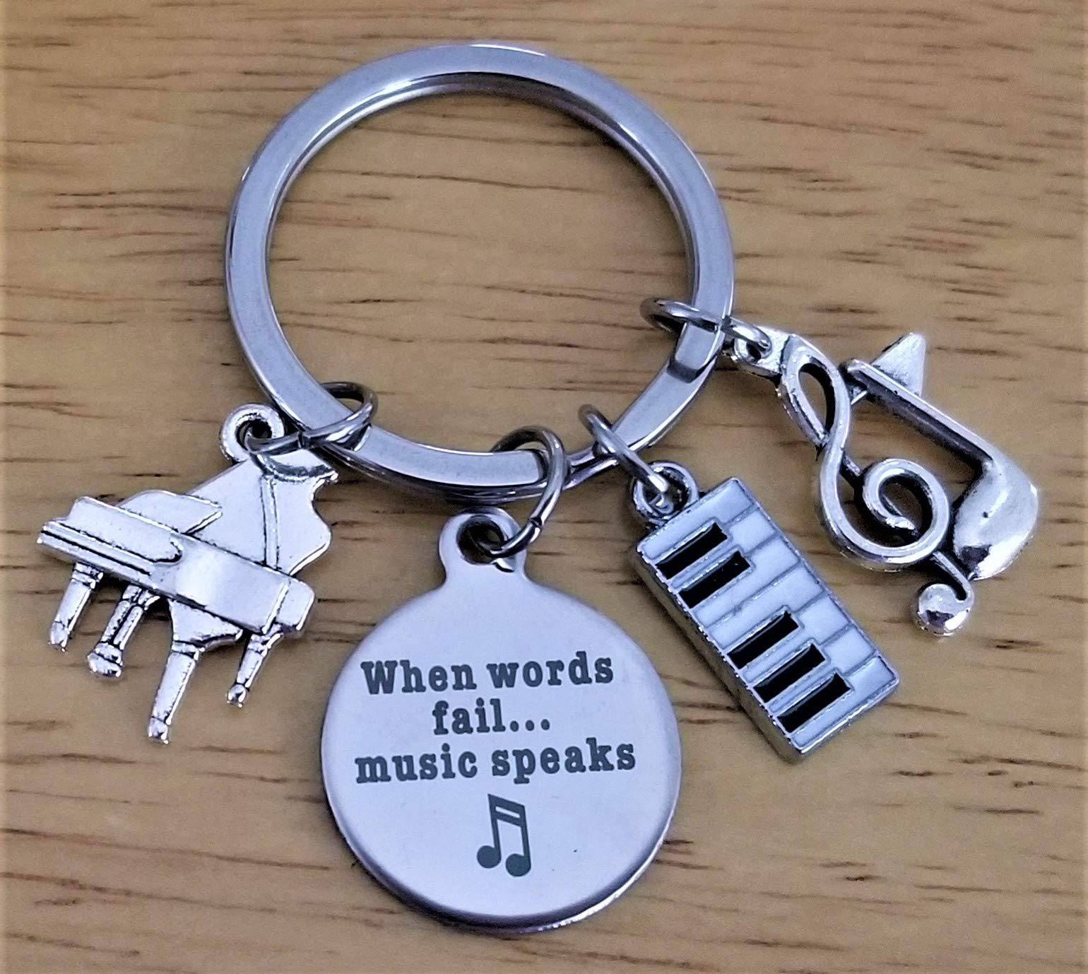Kit's Kiss - Llavero de piano de música para profesores, regalo para estudiantes, nota musicial, instrumento musical, teclado de piano cuando las palabras fallan, música, habla, llavero, regalo de