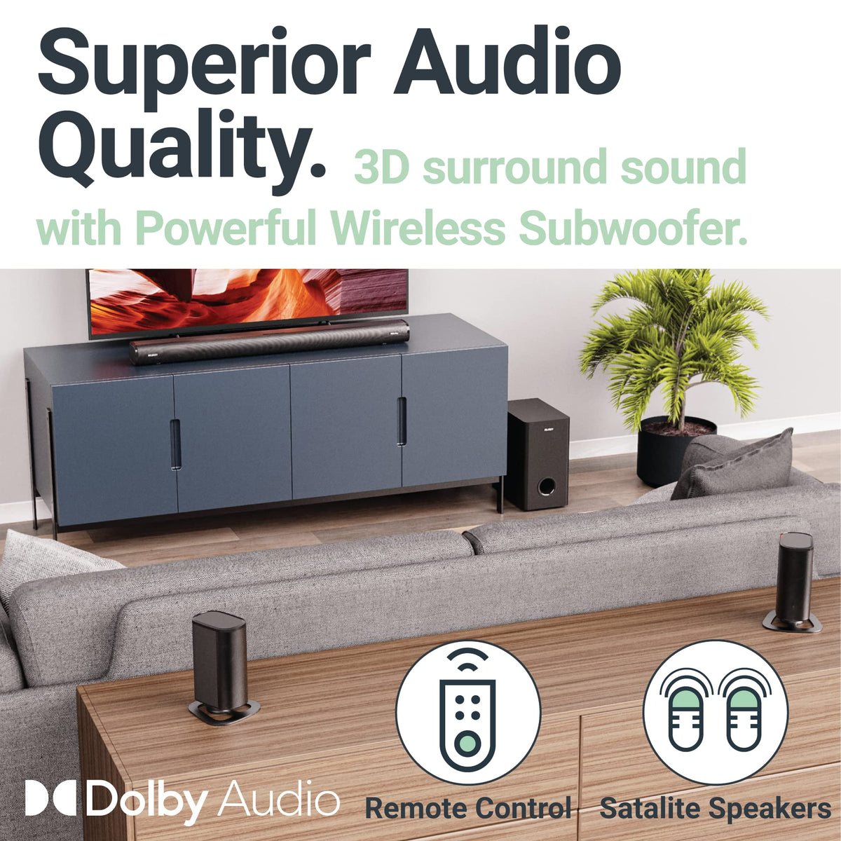 Sistema de Audio 5.1 Majority Everest Negro con Sonido Envolvente y Dolby Audio para el Hogar