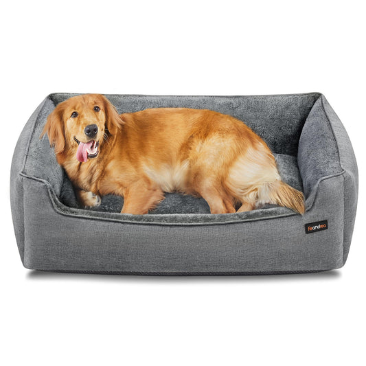 Feandrea Cama para Perros, Sofá para Mascotas, 110 x 75 x 27 cm, Bordes Elevados, XL, para Perros Grandes, Gris Claro MPGW12GG
