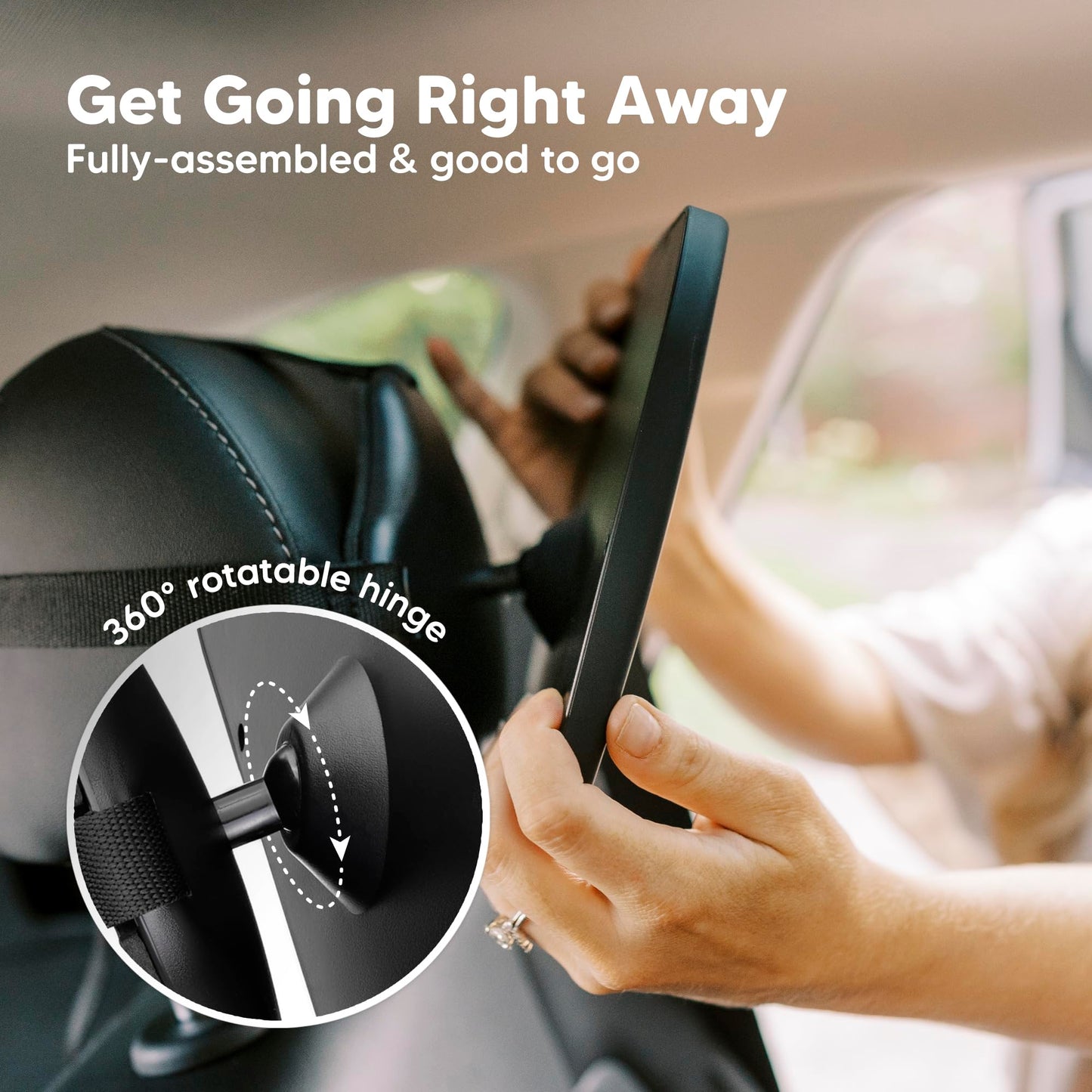 Espejo de seguridad para asiento de coche de bebé, amplio espejo de coche inastillable para asiento trasero del bebé, vista cristalina, accesorios de viaje, fácil de instalar y ajustable para