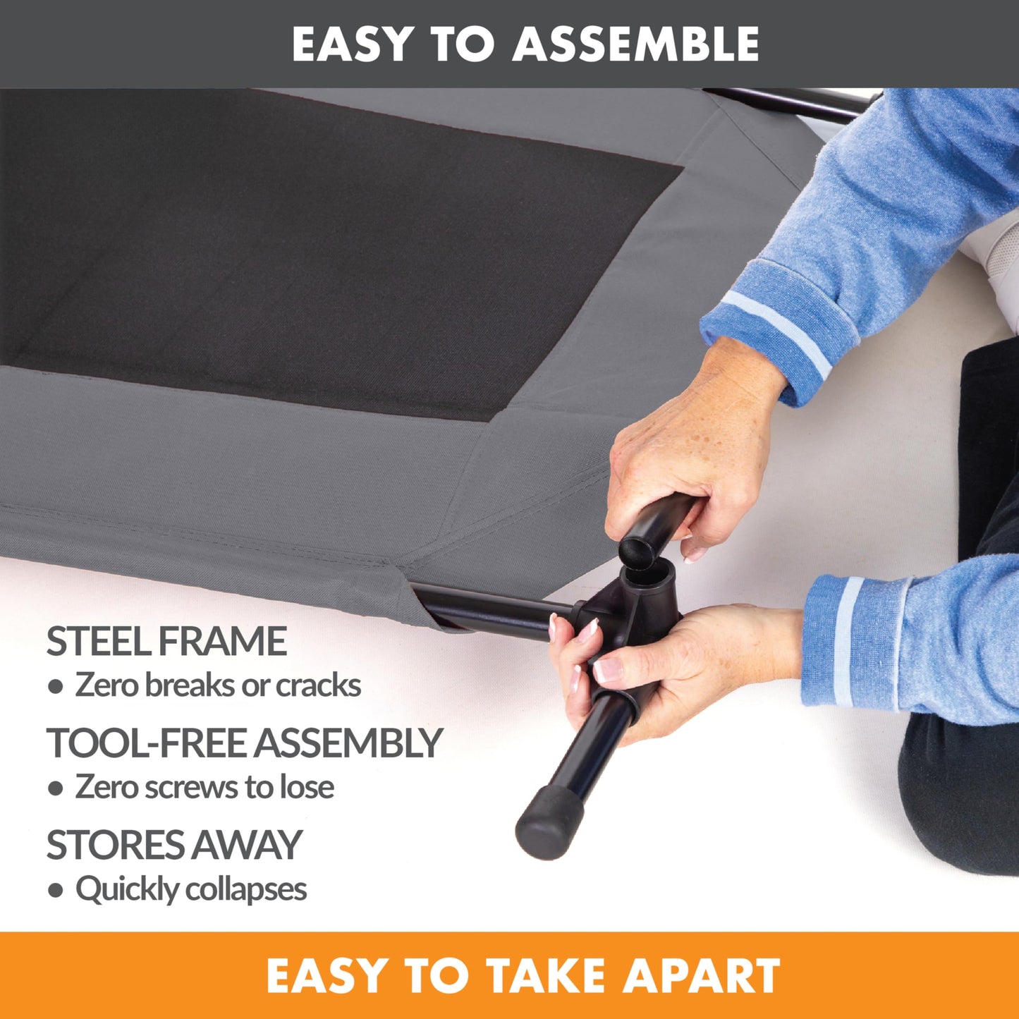 Cama Elevada para Mascotas K&H Pet Products Carbón Negro con Refuerzos Extraíbles Grande