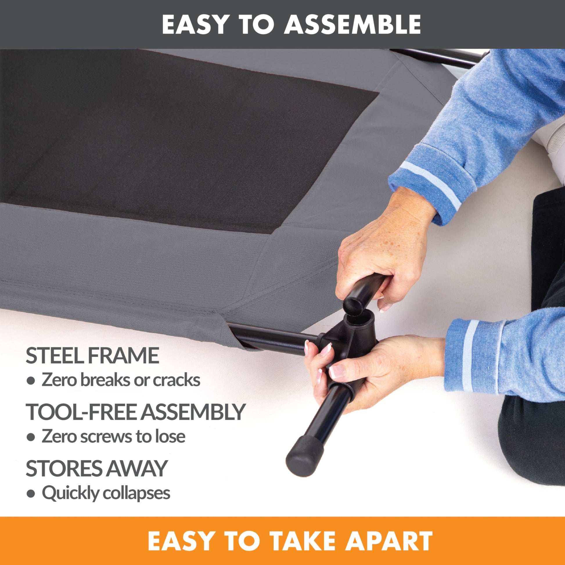 Cama Elevada para Mascotas K&H Pet Products Carbón Negro con Refuerzos Extraíbles Grande