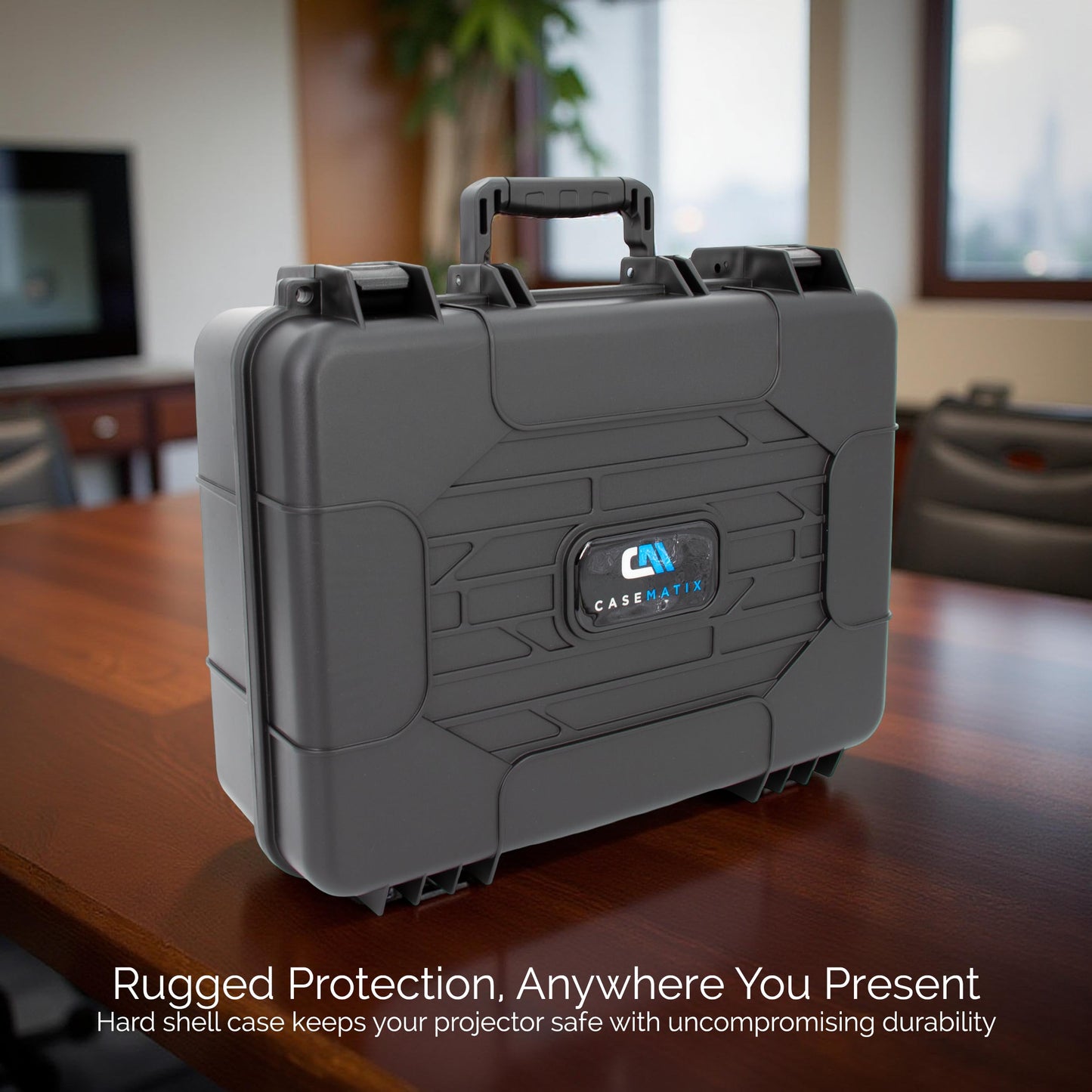 CASEMATIX Funda rígida para proyector de Viaje Compatible con Epson VS250 SVGA, VS350 XGA, VS355 WXGA con Cable HDMI y Mando a Distancia en Compartimentos de Espuma Personalizados, Solo Funda