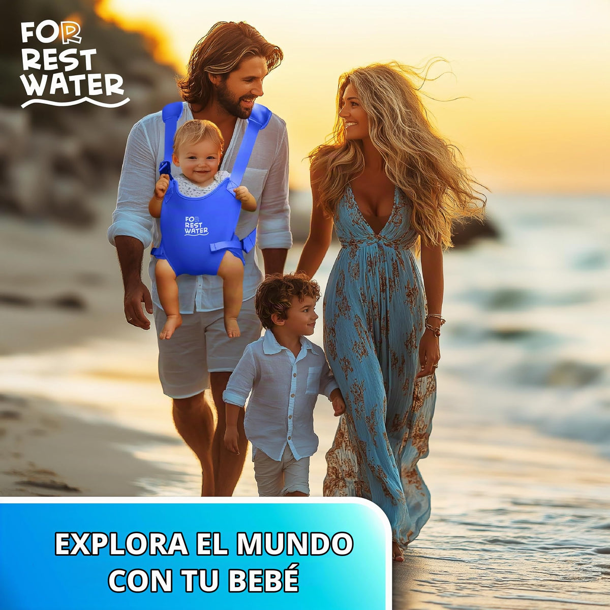 Portabebés para agua de descanso – Eslinga ergonómica de neopreno de alta calidad para diversión en agua y tierra cálida y segura (4-24 meses) – Arnés ajustable para bebés y niños pequeños (Darkblue)
