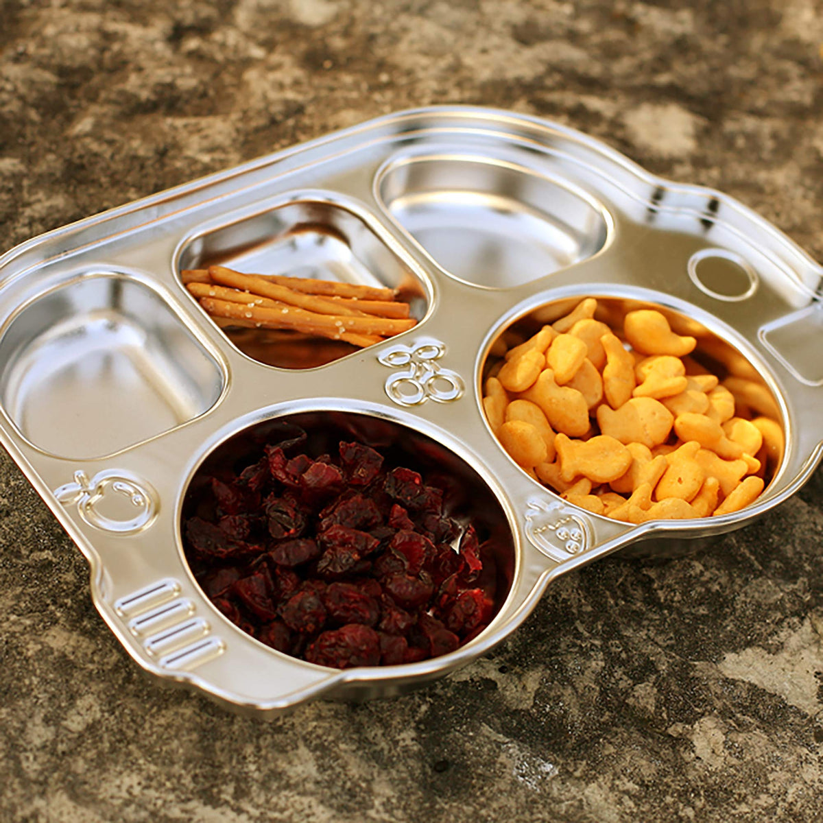 Innobaby - Plato de autobús de acero inoxidable con tapa seccional, original y resistente a fugas, solución de comida para bebés, niños pequeños y niños, placa última intervensión de BPA, naranja