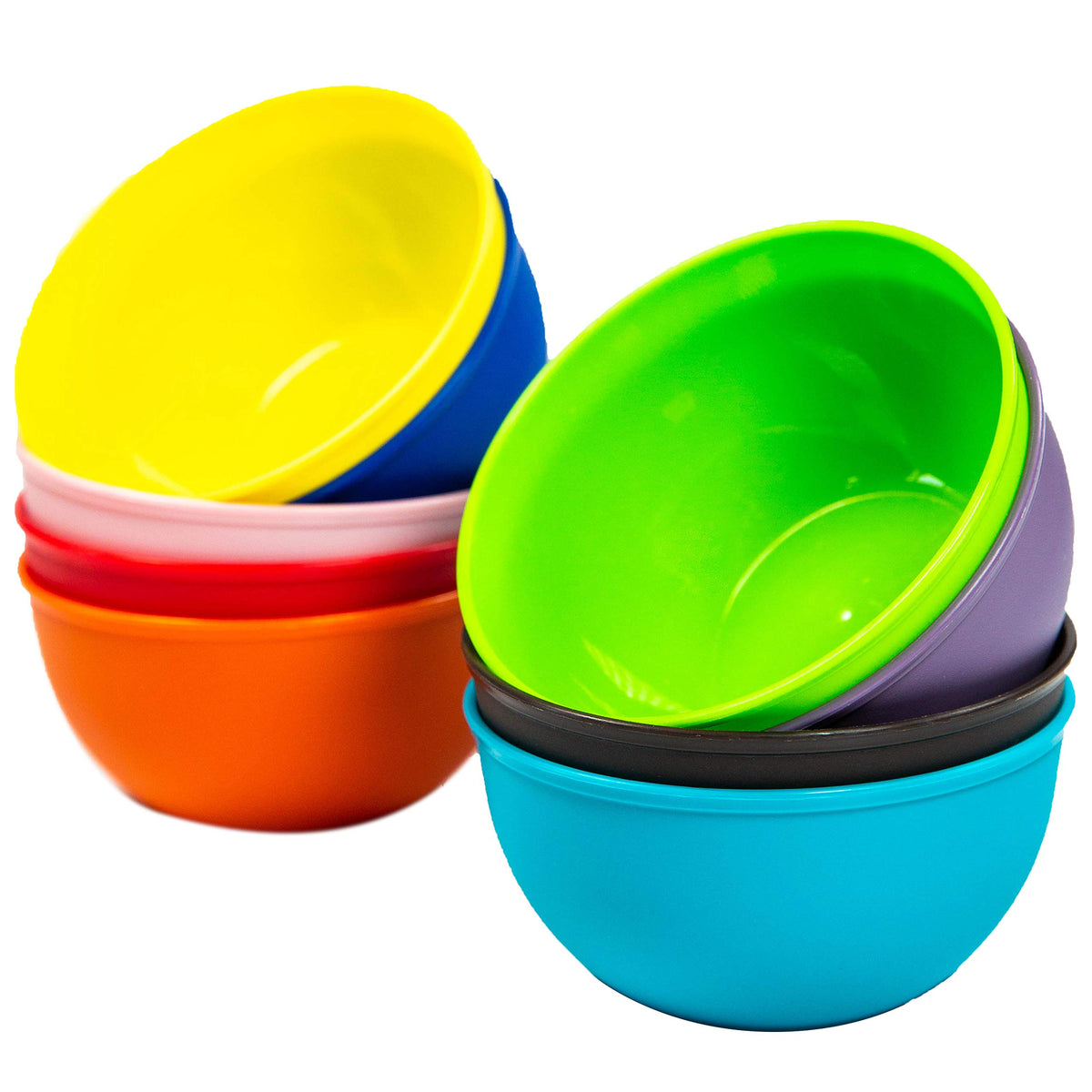 Youngever - Juego de 9 cuencos de plástico de 10 onzas, cuencos de plástico para niños, juego de 9 (9 colores arcoíris)