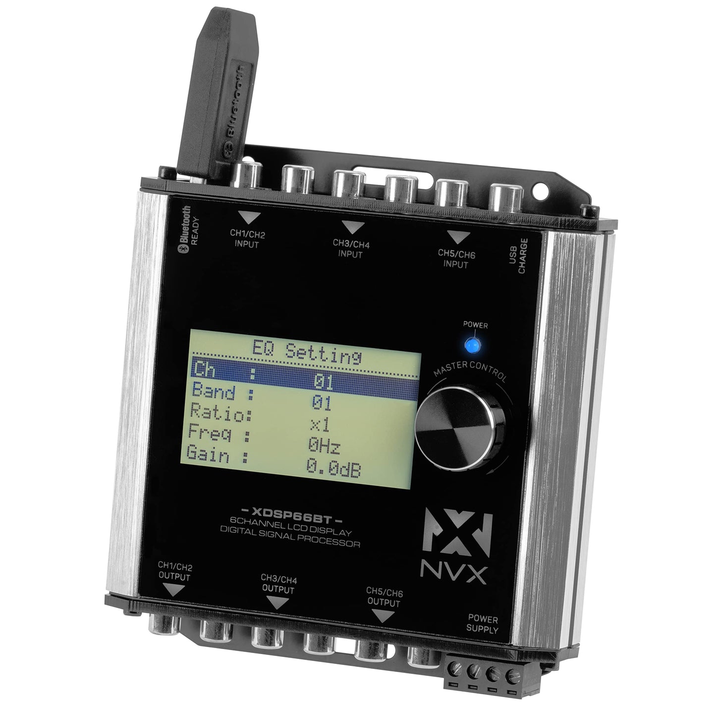Procesador de Señal Digital NVX X-Series 6 Canales con Ecualizador Paramétrico de 15 Bandas y Pantalla LCD 2.7 Pulgadas con Bluetooth USB