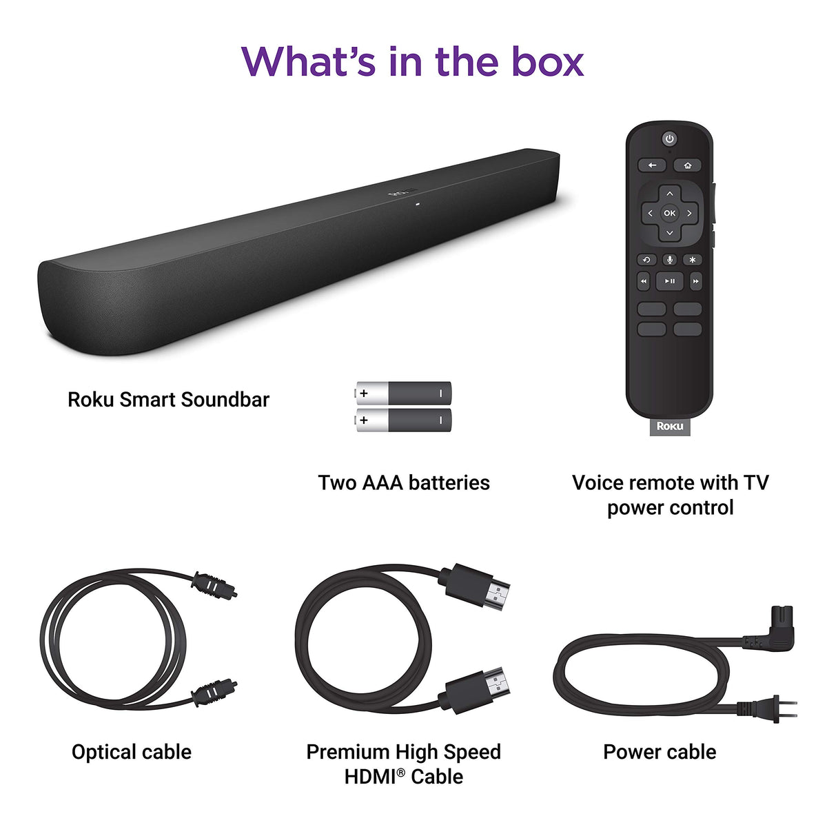 Barra de Sonido Inteligente Roku Negro con Reproductor Multimedia 4K/HD/HDR y Control de Voz Roku