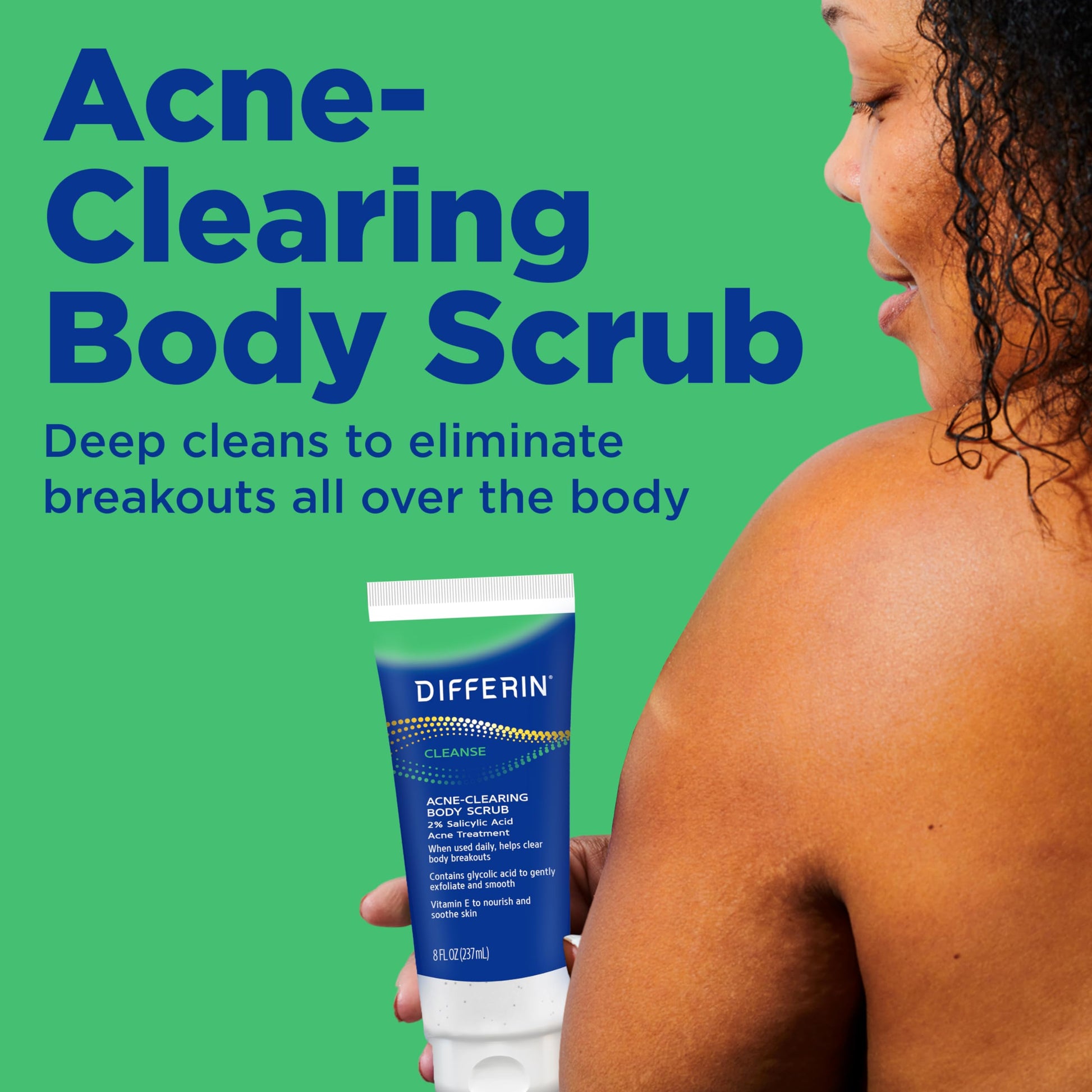 Differin Body Scrub with Salicylic Acid Acne Clearing Improves Tone and Texture Prone Skin on Back Shoulders and Chest, 8 Oz