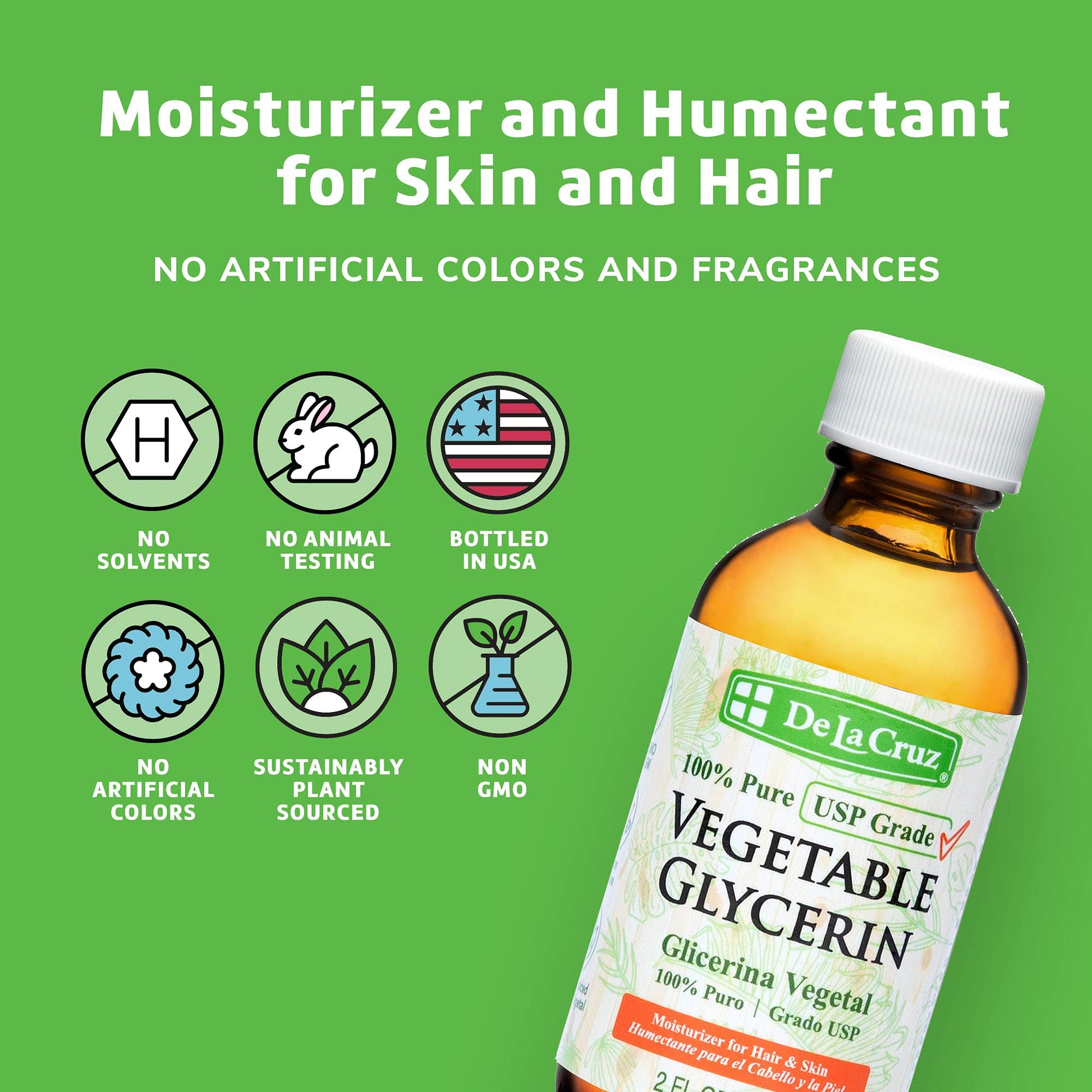 SKIN CARE DLC VEGETABLE GLYCERIN SOFTENS, TONES, MOISTURIZES SMOOTH, SUNSCREN, CLEANS, GLICERINA VEGETAL by De La Cruz