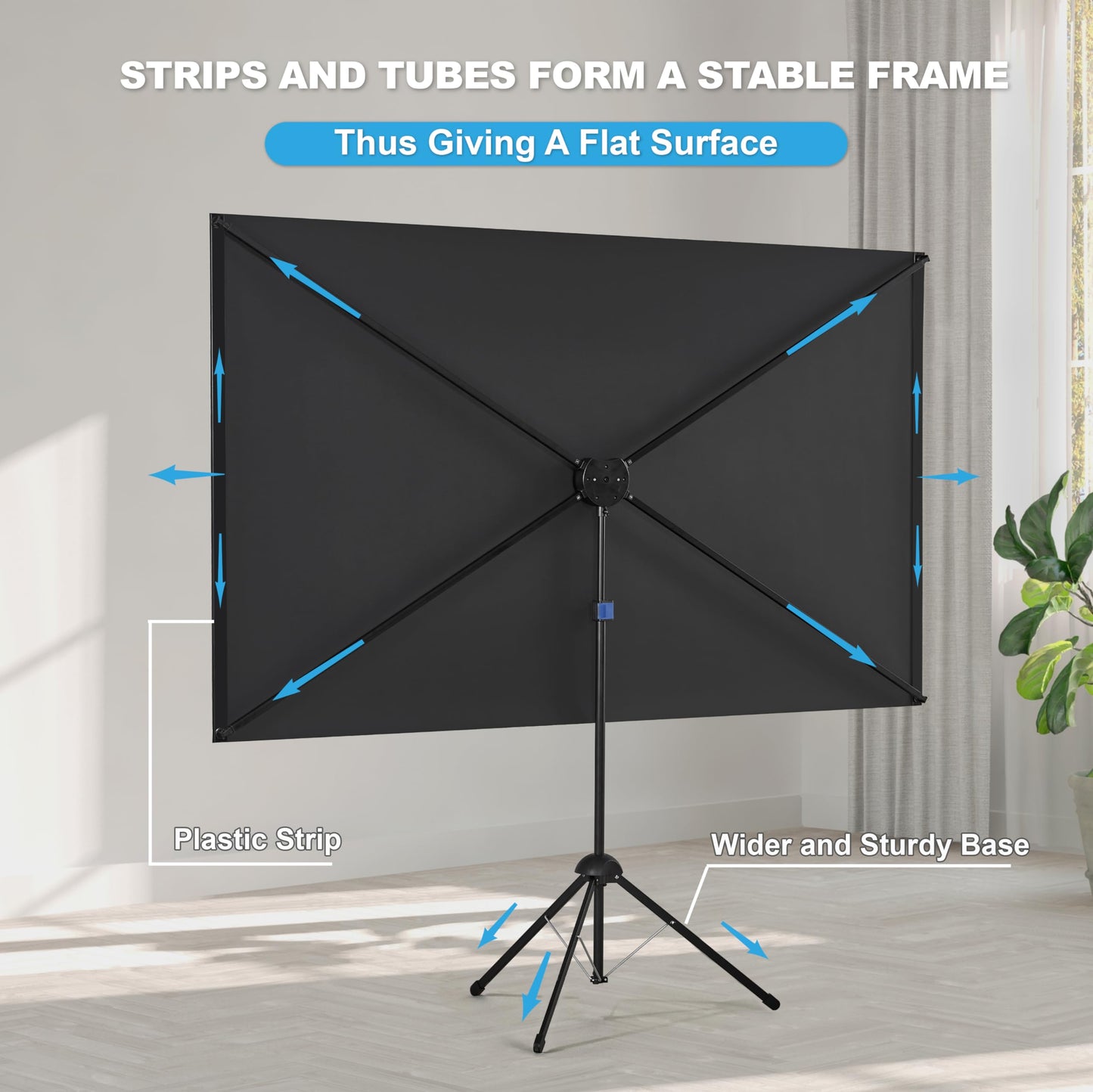 Pantalla de Proyector y Soporte, 120 Pulgadas 16:9, Pantalla de Proyector Portátil, Pantalla de Proyección 4K HD, Ligera y Compacta, Ideal para Cine en Casa, Películas de Interior/Exterior.